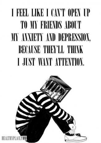 Citace o stigmatu duševního zdraví - mám pocit, že se nemohu otevřít svým přátelům ohledně mé úzkosti a deprese, protože si budou myslet, že chci jen pozornost.