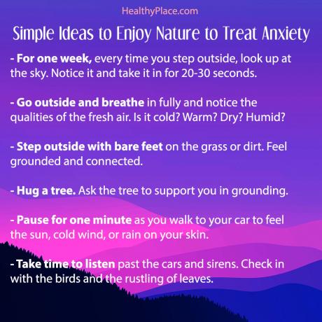 Sdílený plakát pro příspěvek „7 způsobů, jak rychle využít přírody k léčbě úzkosti“ na HealthyPlace