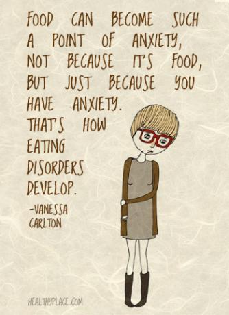 Citace poruch příjmu potravy - Jídlo se může stát takovým bodem úzkosti - ne proto, že je to jídlo, ale jen proto, že máte úzkost. Tak se vyvinou poruchy příjmu potravy.