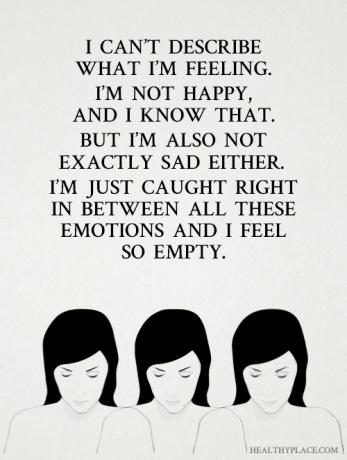 Nabídka deprese - nedokážu popsat, co cítím. Nejsem šťastný a vím to. Ale také nejsem úplně smutný. Právě jsem mezi těmito emocemi chytil a cítím se tak prázdný.
